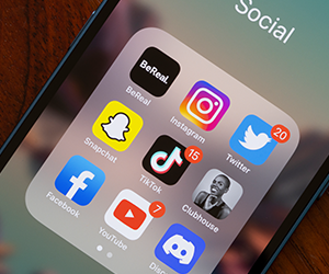Phone displaying social media apps